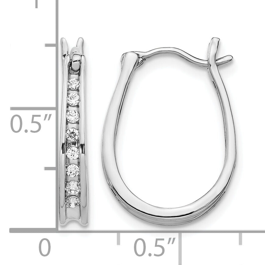 14k White Gold Diamond Oval Hinged Hoop Earrings-EM5420-020-WA