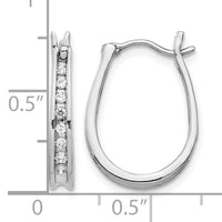 14k White Gold Diamond Oval Hinged Hoop Earrings-EM5420-020-WA