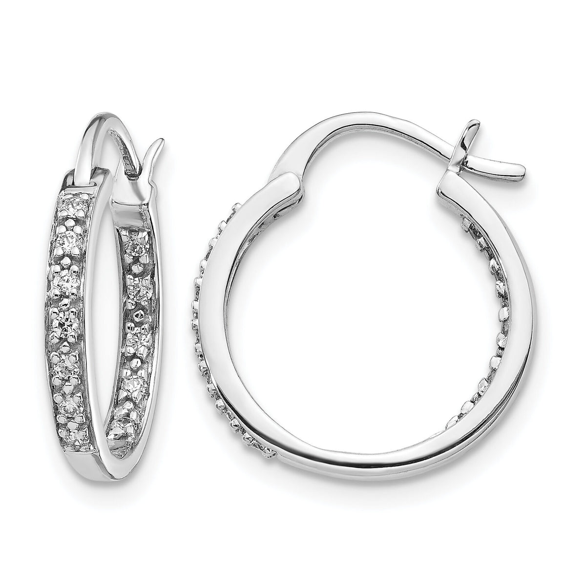 14k White Gold Diamond In/Out Hoop Earrings-EM5423-025-WA