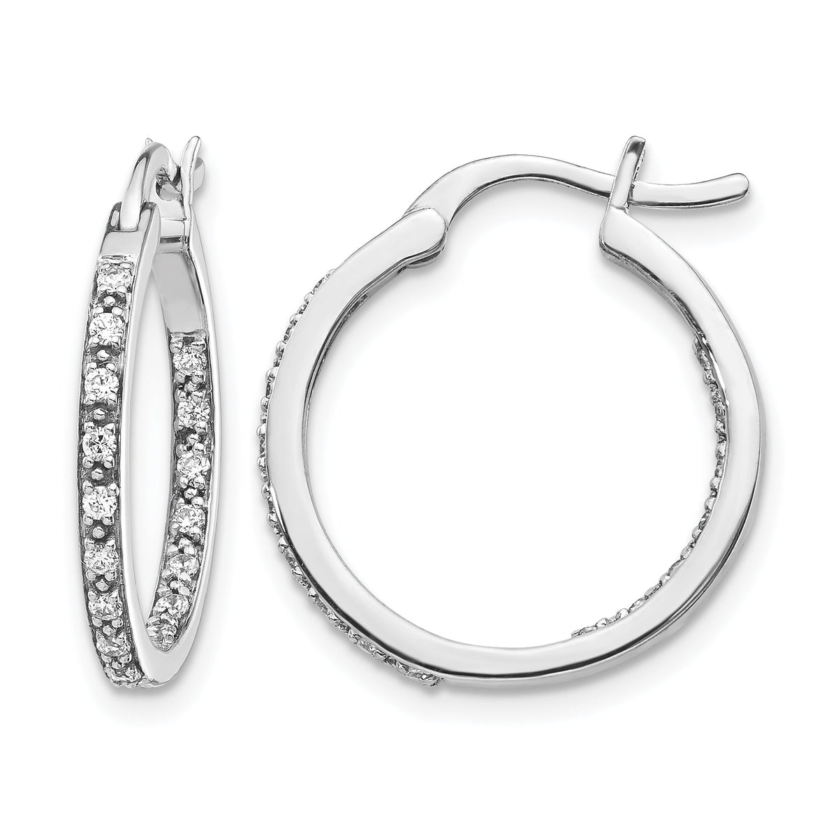 14k White Gold Diamond In/Out Hoop Earrings-EM5423-033-WA