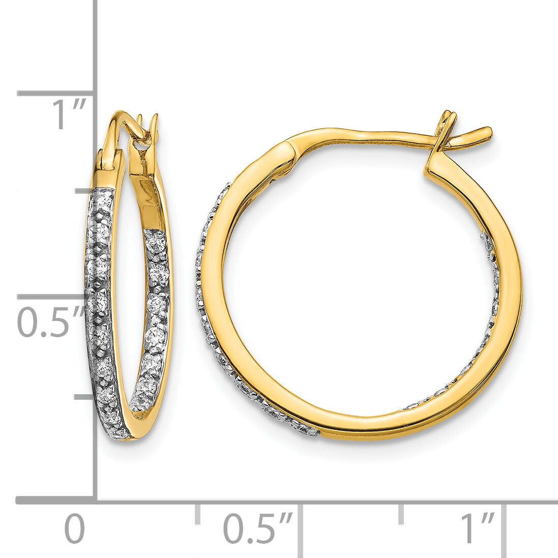14k Diamond In/Out Hoop Earrings-EM5423-033-YA