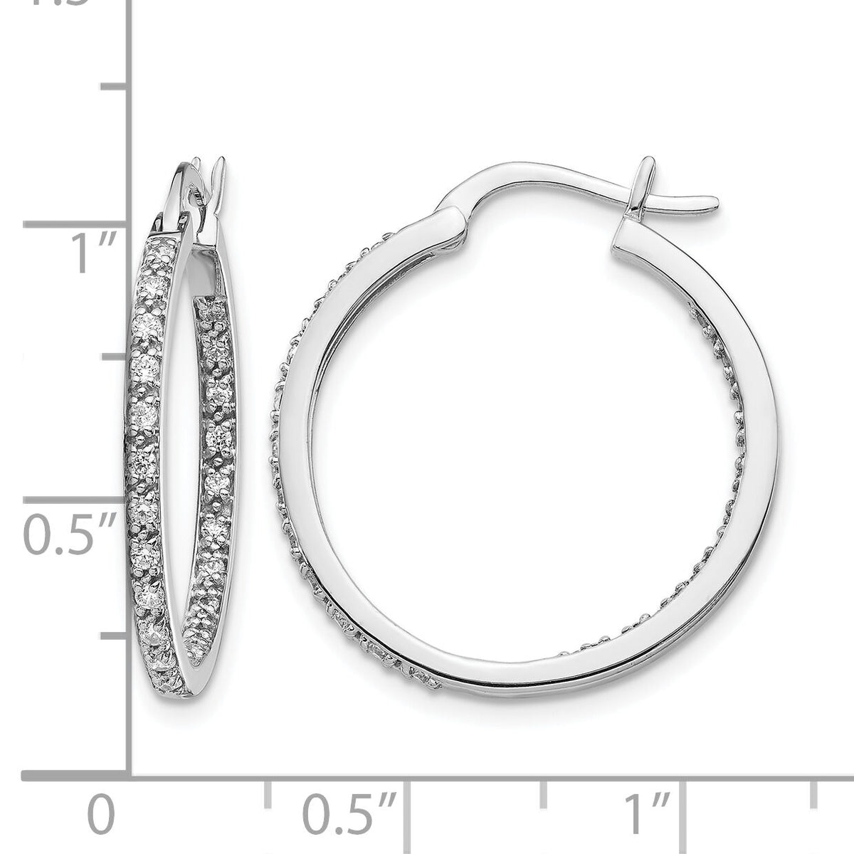 14k White Gold Diamond In/Out Hoop Earrings-EM5423-050-WA