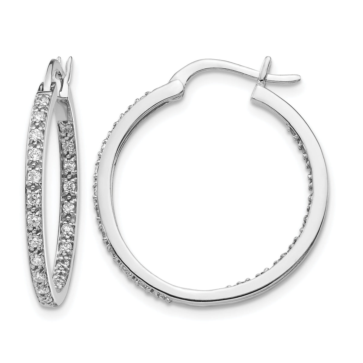 14k White Gold Diamond In/Out Hoop Earrings-EM5423-050-WA