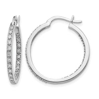 14k White Gold Diamond In/Out Hoop Earrings-EM5423-050-WA
