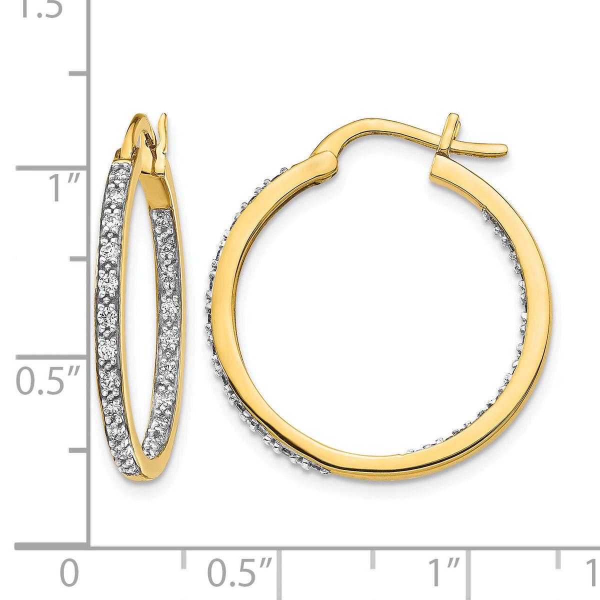 14k Diamond In/Out Hoop Earrings-EM5423-050-YA