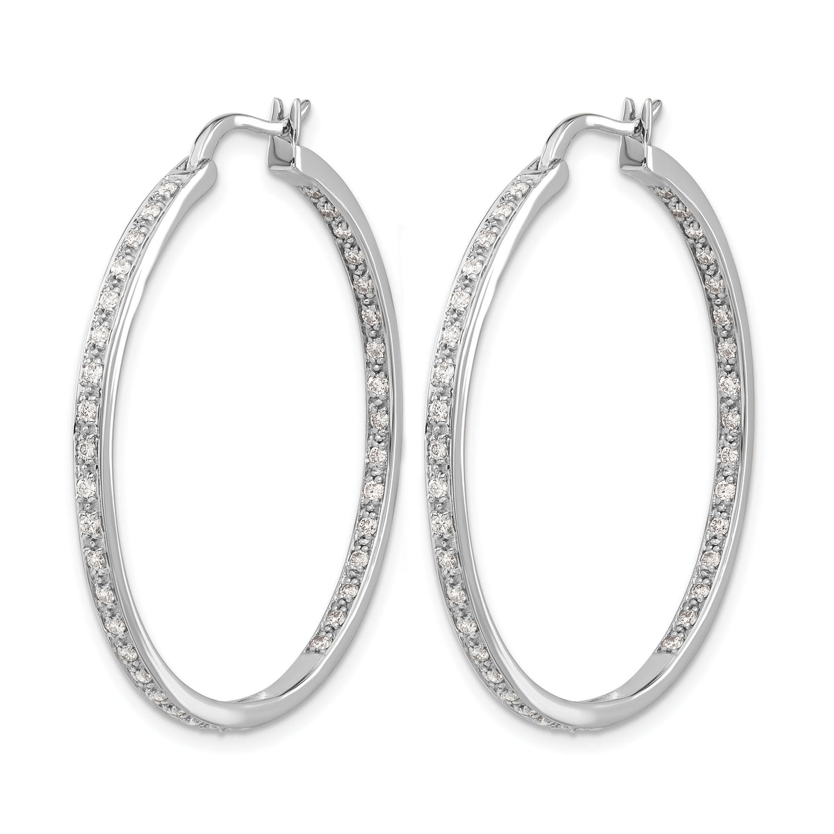 14k White Gold Diamond In/Out Hoop Earrings-EM5423-062-WA