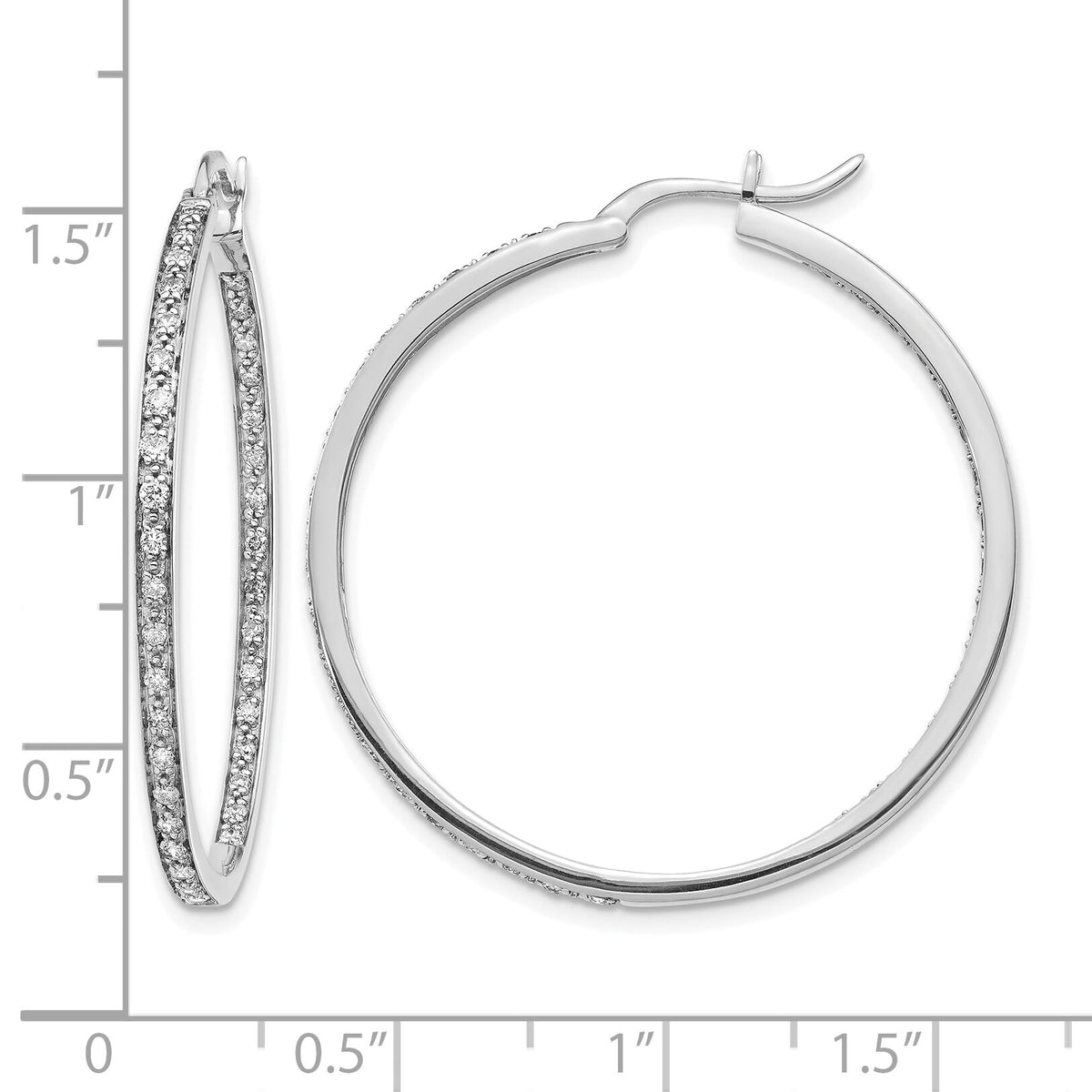 14k White Gold Diamond In/Out Hoop Earrings-EM5423-062-WA