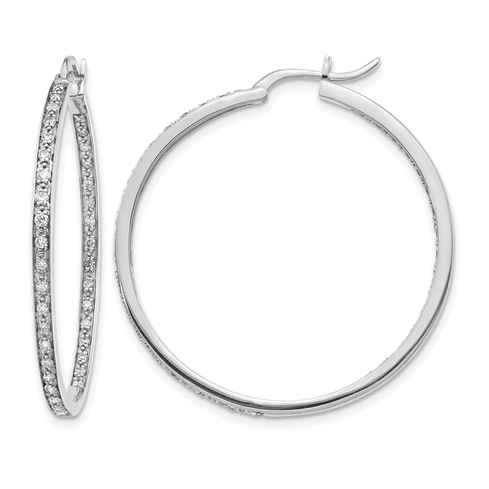 14k White Gold Diamond In/Out Hoop Earrings-EM5423-062-WA