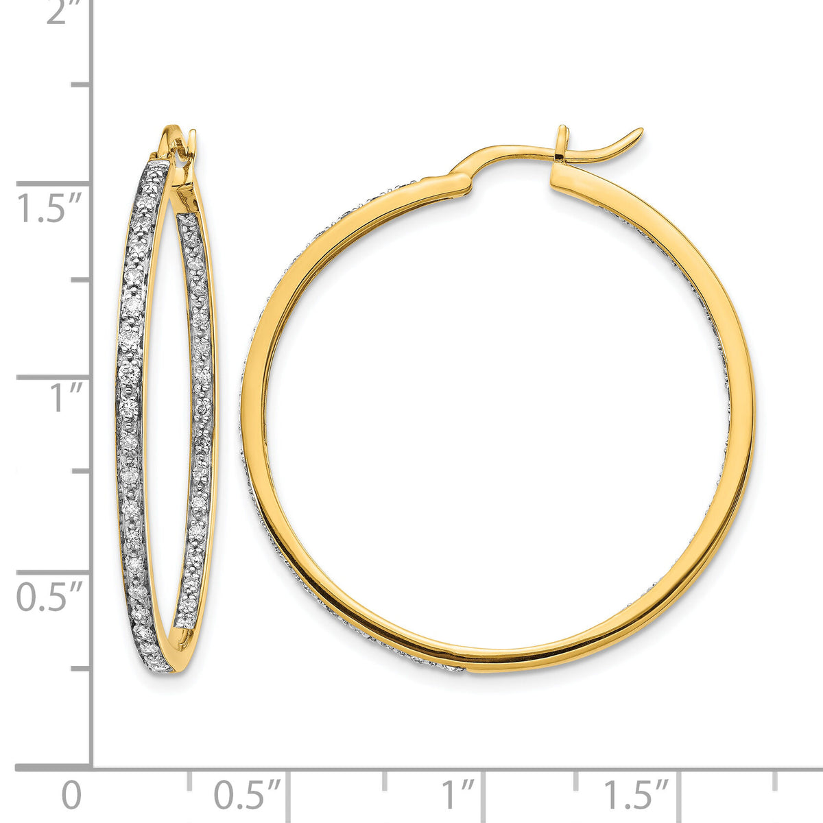 14k Diamond In/Out Hoop Earrings-EM5423-062-YA