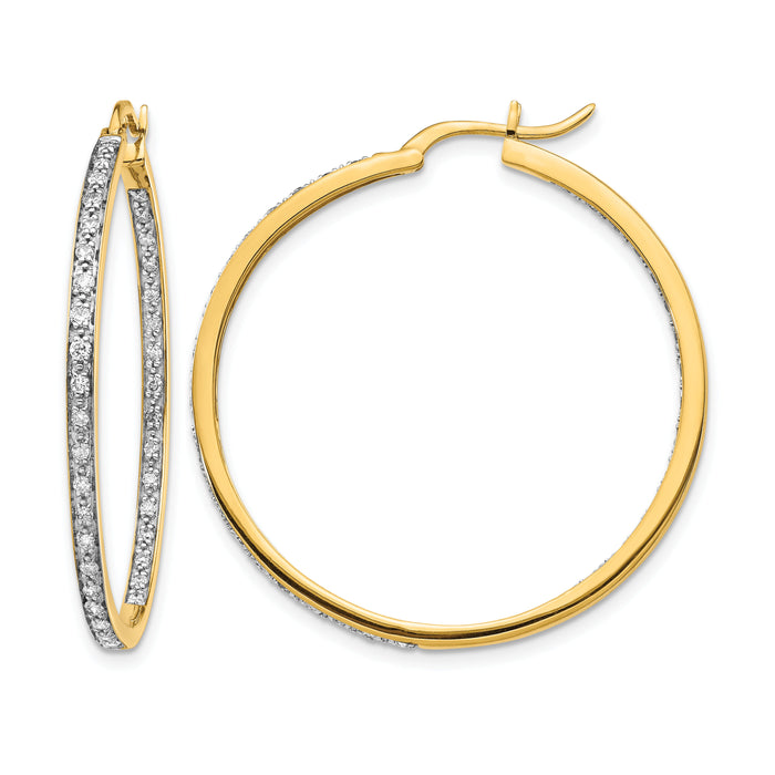 14k Diamond In/Out Hoop Earrings-EM5423-062-YA