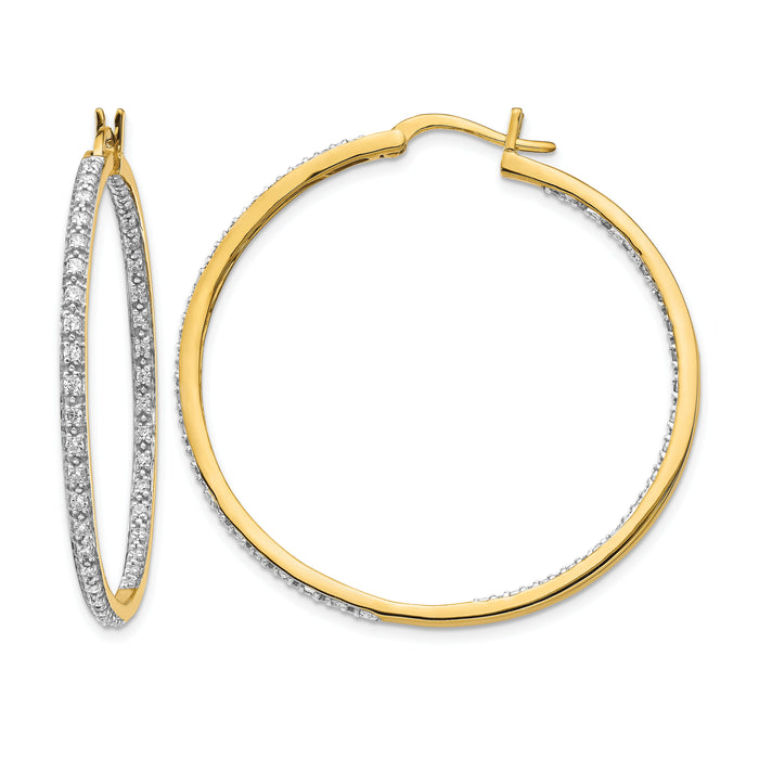 14k Diamond In/Out Hoop Earrings-EM5423-088-YA