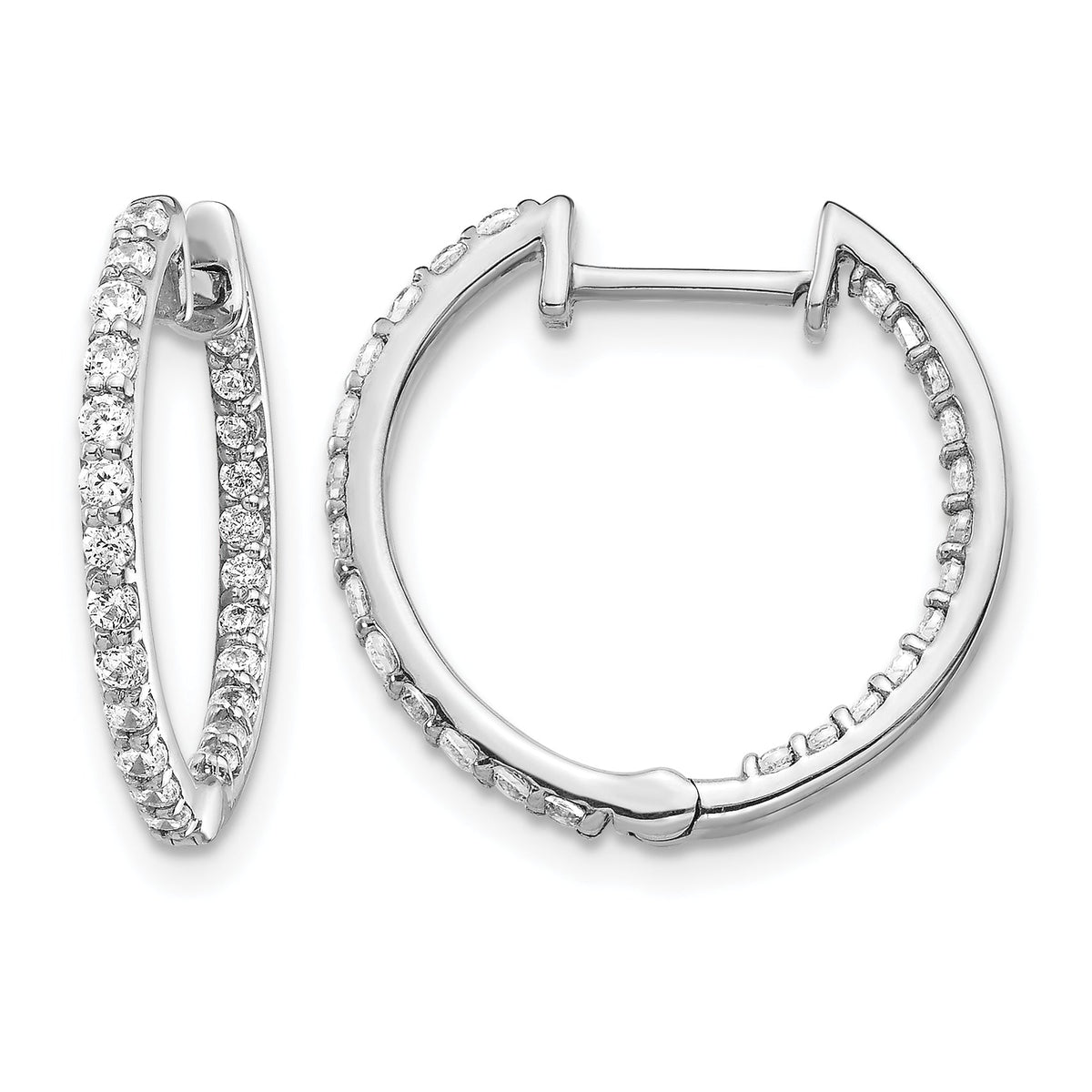 14k White Gold Diamond In/Out Hinged Hoop Earrings-EM5425-062-WA