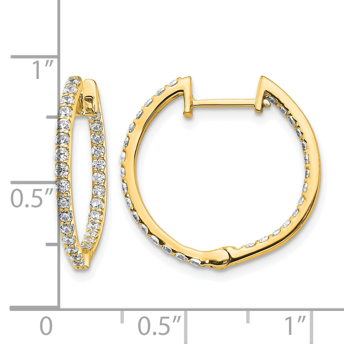 14k Diamond In/Out Hinged Hoop Earrings-EM5425-075-YA