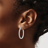 14k White Gold Diamond In/Out Hoop Earrings-EM5426-050-WA