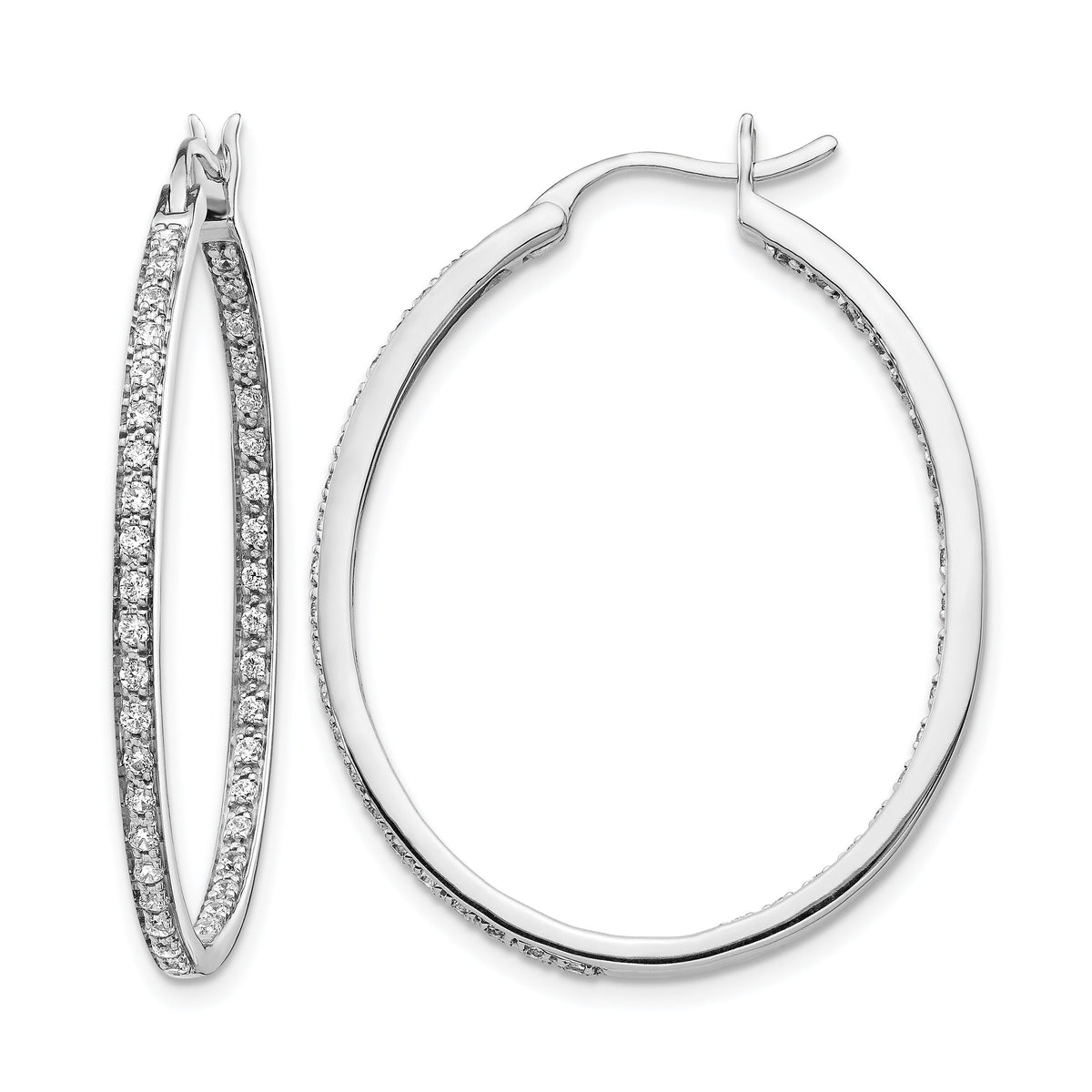 14k White Gold Diamond In/Out Hoop Earrings-EM5427-075-WA
