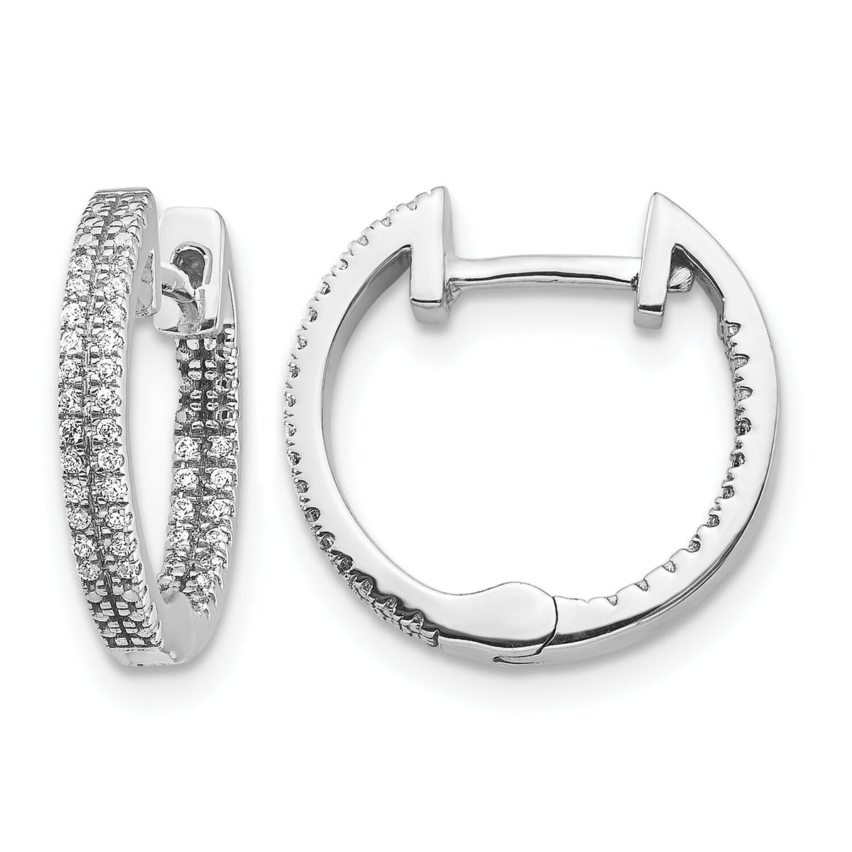 14k White Gold In/Out Diamond Hinged Hoop Earrings-EM5428-020-WA