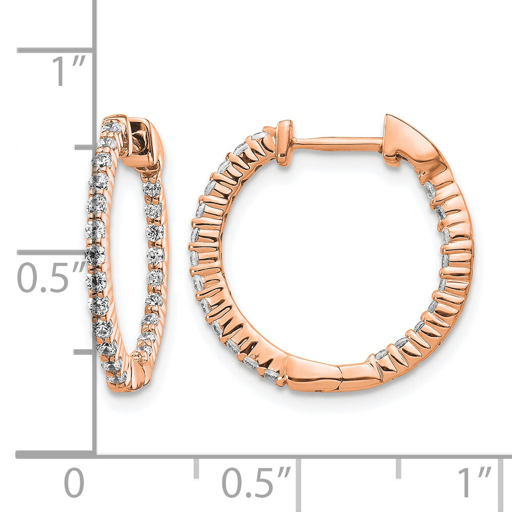 14k Rose Gold Polished Diamond In/Out Hinged Hoop Earrings-EM5430-050-RA