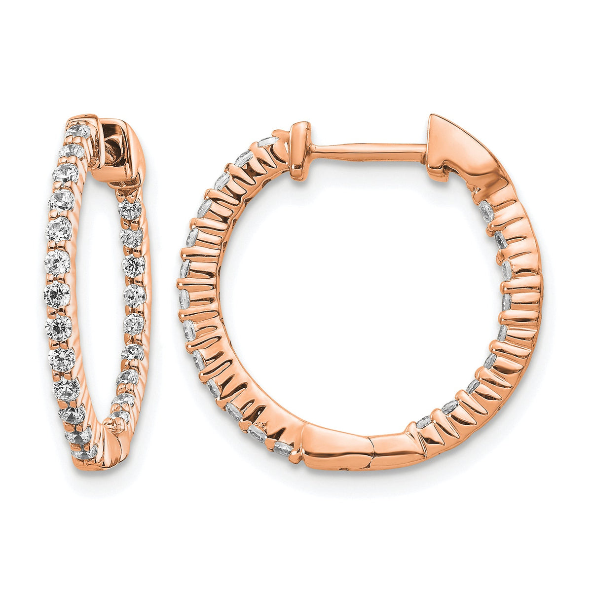 14k Rose Gold Polished Diamond In/Out Hinged Hoop Earrings-EM5430-050-RA