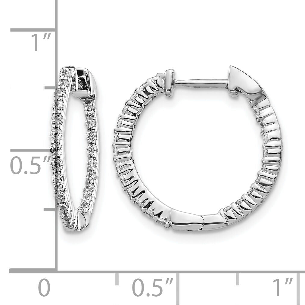 14k White Gold Polished Diamond In/Out Hinged Hoop Earrings-EM5430-050-WA