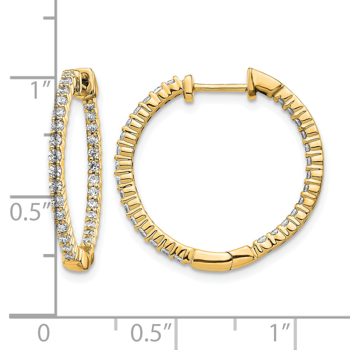 14k Gold Polished Diamond In/Out Hinged Hoop Earrings-EM5431-062-YA