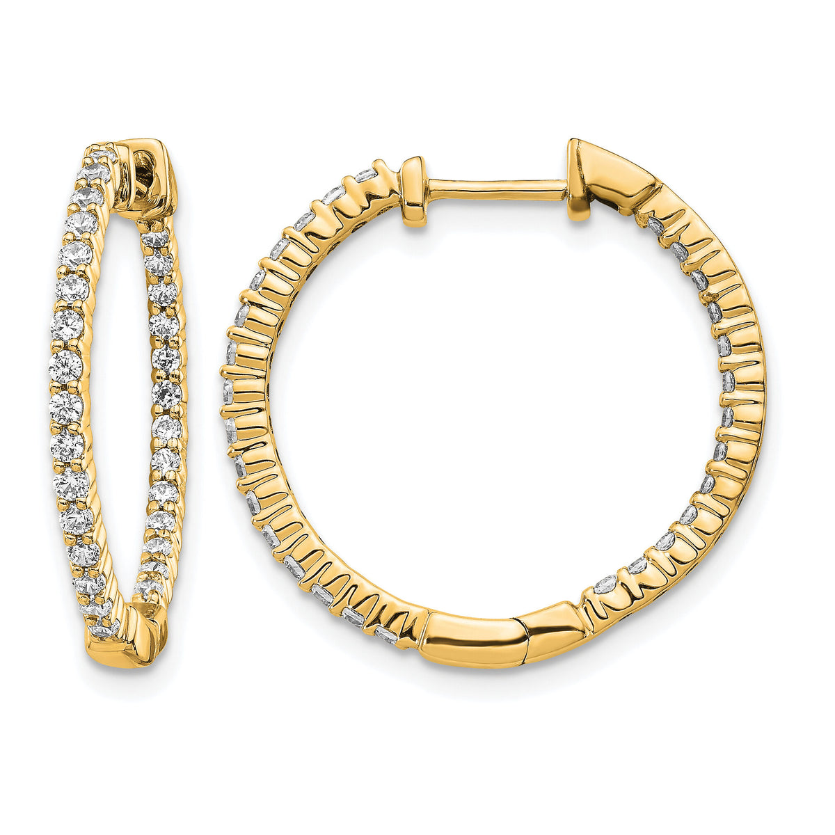 14k Gold Polished Diamond In/Out Hinged Hoop Earrings-EM5431-062-YA