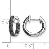 14k White Gold Black Diamond Hinged Hoop Earrings-EM5432-BK-040-WA