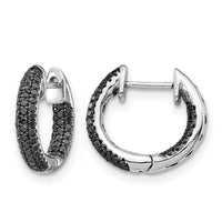 14k White Gold Black Diamond Hinged Hoop Earrings-EM5432-BK-040-WA