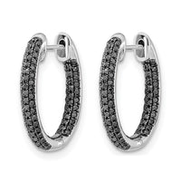 14k White Gold, All Black Diamond In/Out Hoop Earrings-EM5433-BK-050-WA