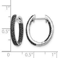 14k White Gold, All Black Diamond In/Out Hoop Earrings-EM5433-BK-050-WA