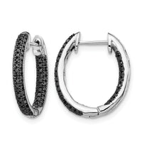 14k White Gold, All Black Diamond In/Out Hoop Earrings-EM5433-BK-050-WA