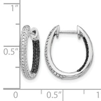 14k White Gold Black and White Diamond In/Out Hoop Earrings-EM5435-BK-055-WA