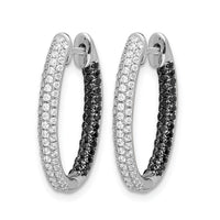 14k White Gold Black and White Diamond In/Out Hoop Earrings-EM5436-BK-088-WA