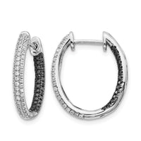 14k White Gold Black and White Diamond In/Out Hoop Earrings-EM5436-BK-088-WA