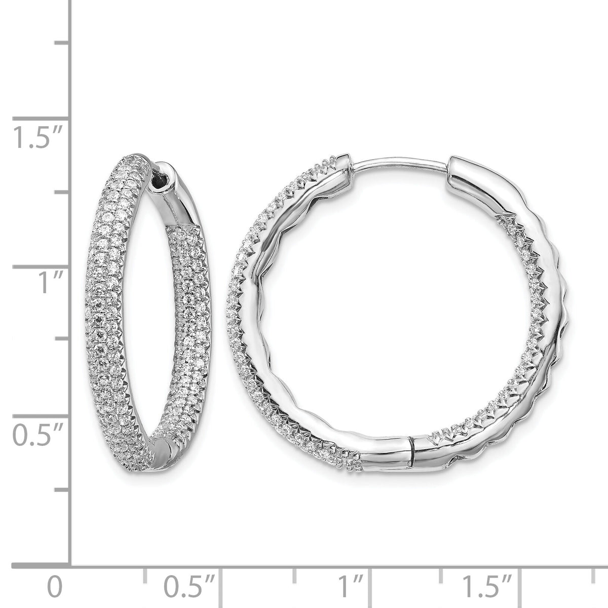 14k White Gold 1 1/2Ctw Hinged Hoop Diamond Earrings-EM5440-150-WA