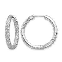 14k White Gold 1 1/2Ctw Hinged Hoop Diamond Earrings-EM5440-150-WA