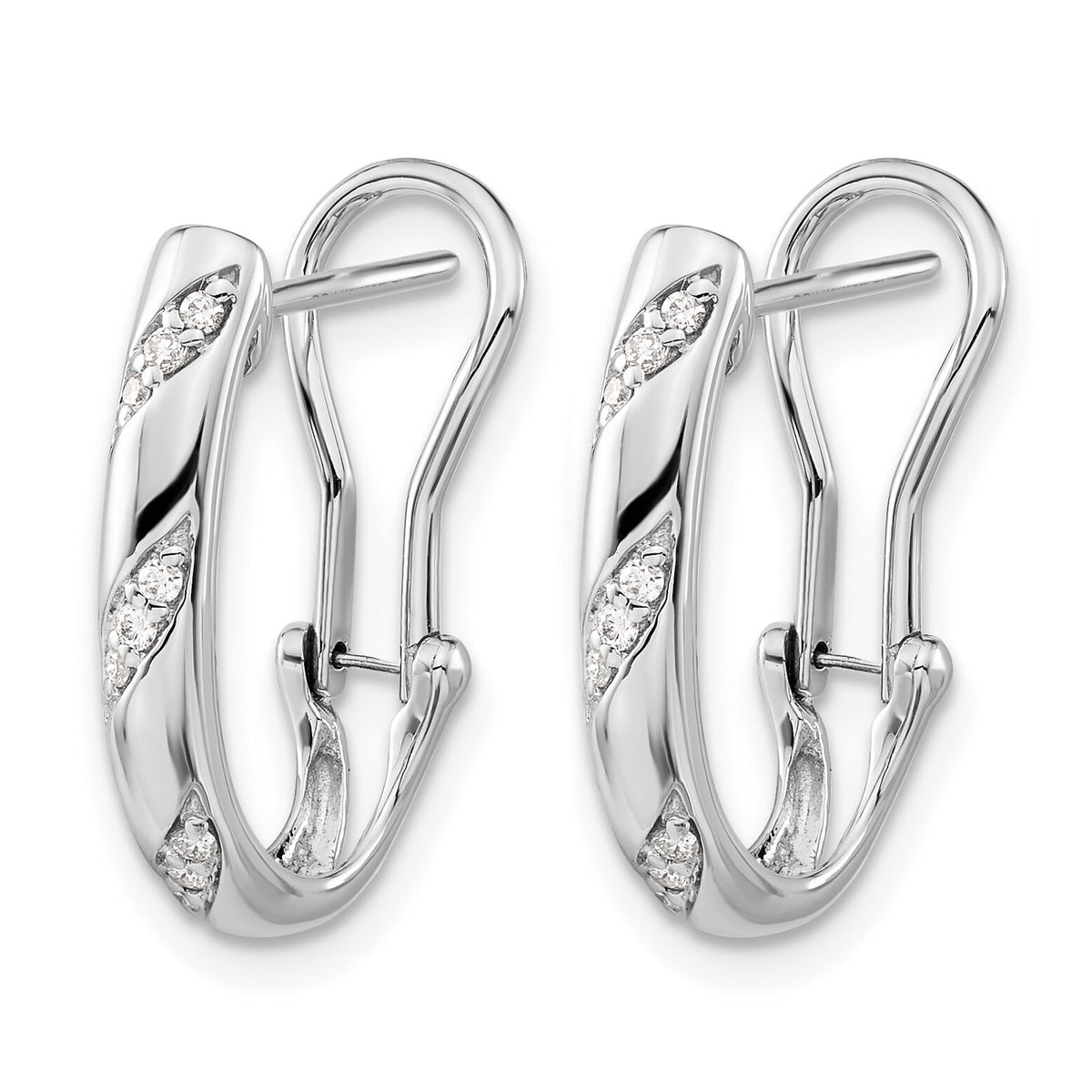14k White Gold Diamond Omega Back Earrings-EM5441-013-WA