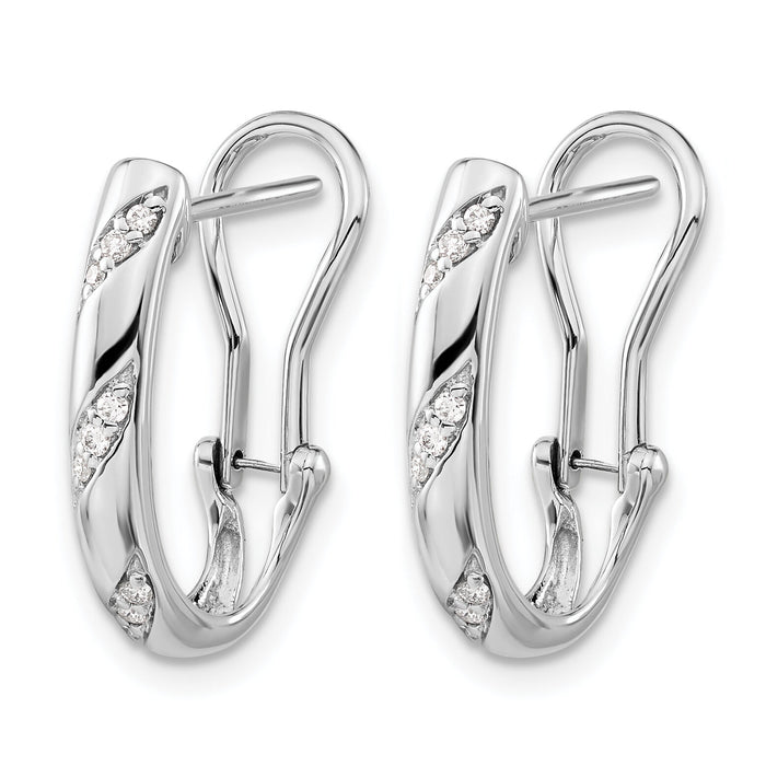 14k White Gold Diamond Omega Back Earrings-EM5441-013-WA