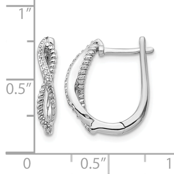 14k White Gold Diamond and Twisted Rope Hinged Post Earrings-EM5442-007-WA