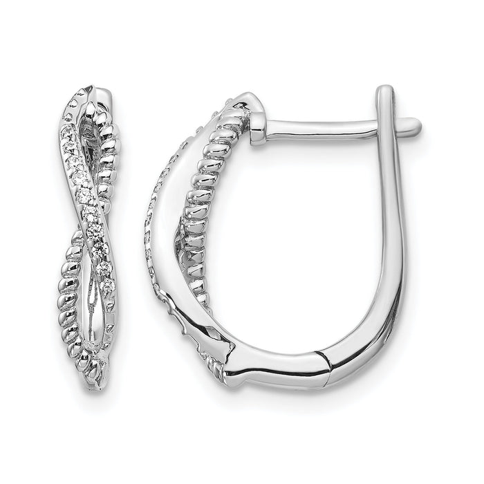 14k White Gold Diamond and Twisted Rope Hinged Post Earrings-EM5442-007-WA