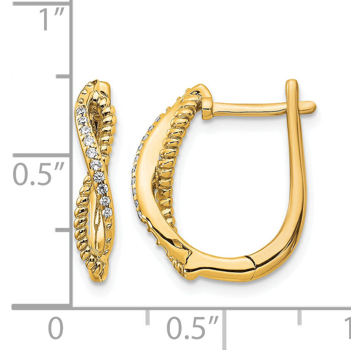 14k Diamond and Twisted Rope Hinged Post Earrings-EM5442-007-YA