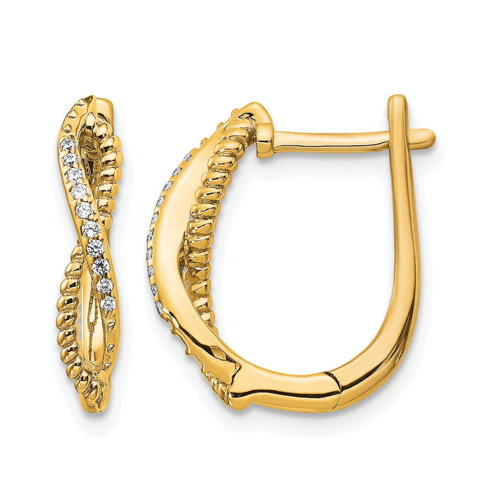 14k Diamond and Twisted Rope Hinged Post Earrings-EM5442-007-YA
