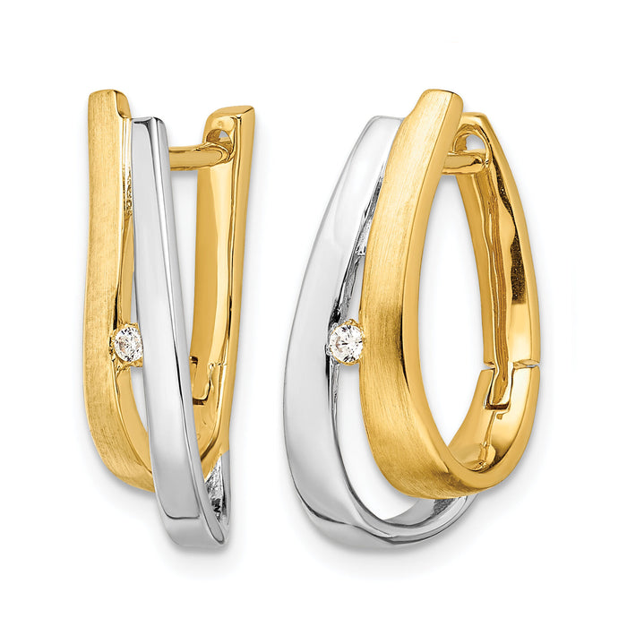 14k Yellow Gold With White Rhodium Diamond Hinged Hoop Earrings-EM5443-004-YWA