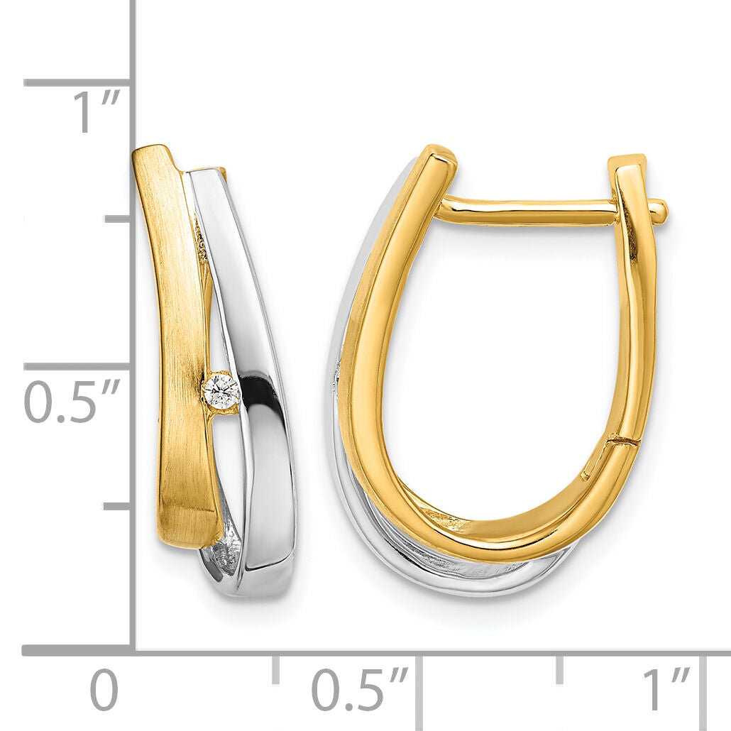 14k Yellow Gold With White Rhodium Diamond Hinged Hoop Earrings-EM5443-004-YWA