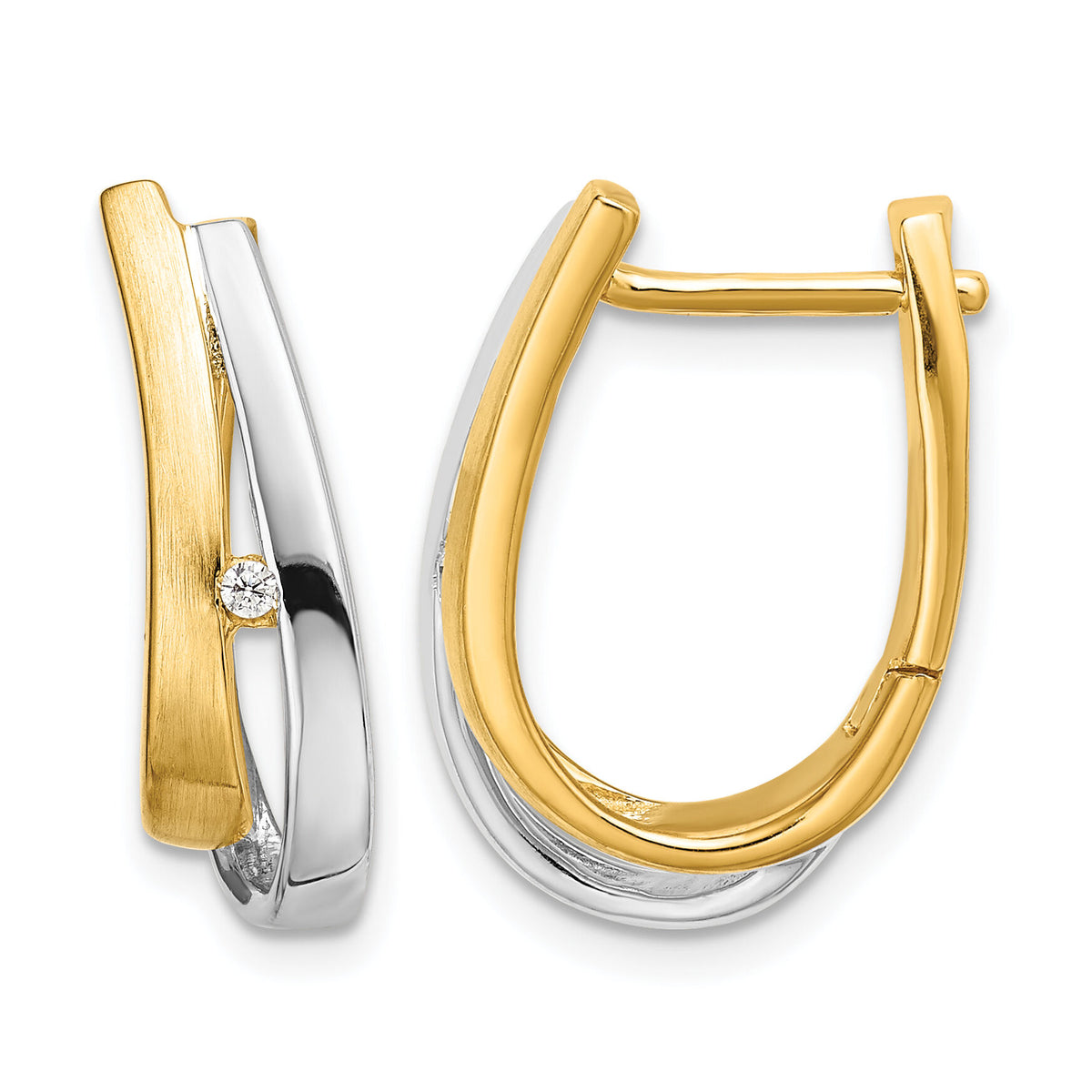 14k Yellow Gold With White Rhodium Diamond Hinged Hoop Earrings-EM5443-004-YWA