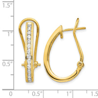 14k Gold Diamond Omega Back Hoop Earrings-EM5445-100-YA