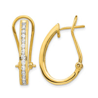 14k Gold Diamond Omega Back Hoop Earrings-EM5445-100-YA