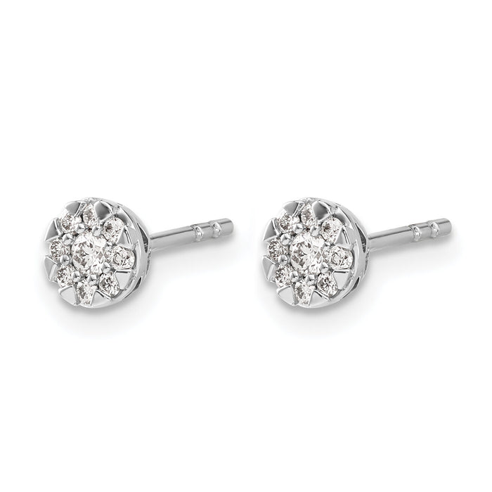 14k White Gold Diamond Cluster Earrings-EM5449-020-WA