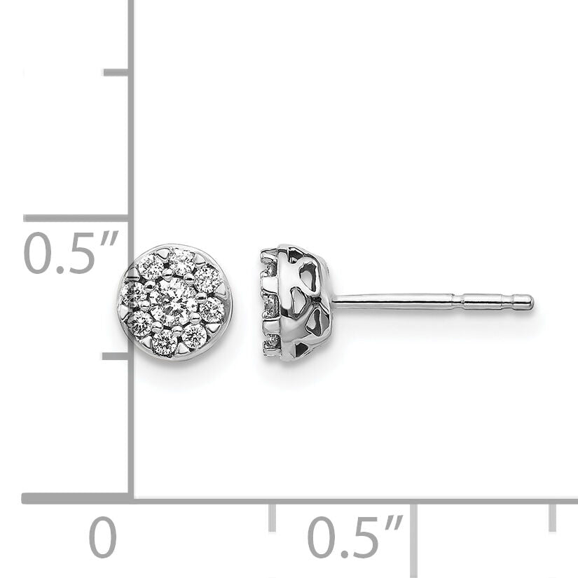 14k White Gold Diamond Cluster Earrings-EM5449-020-WA