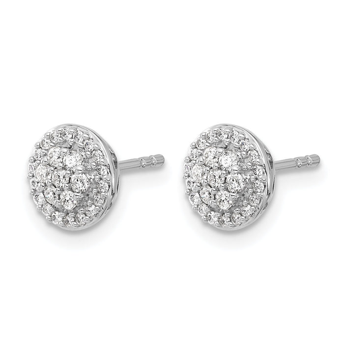 14k White Gold Diamond Cluster Earrings-EM5450-033-WA