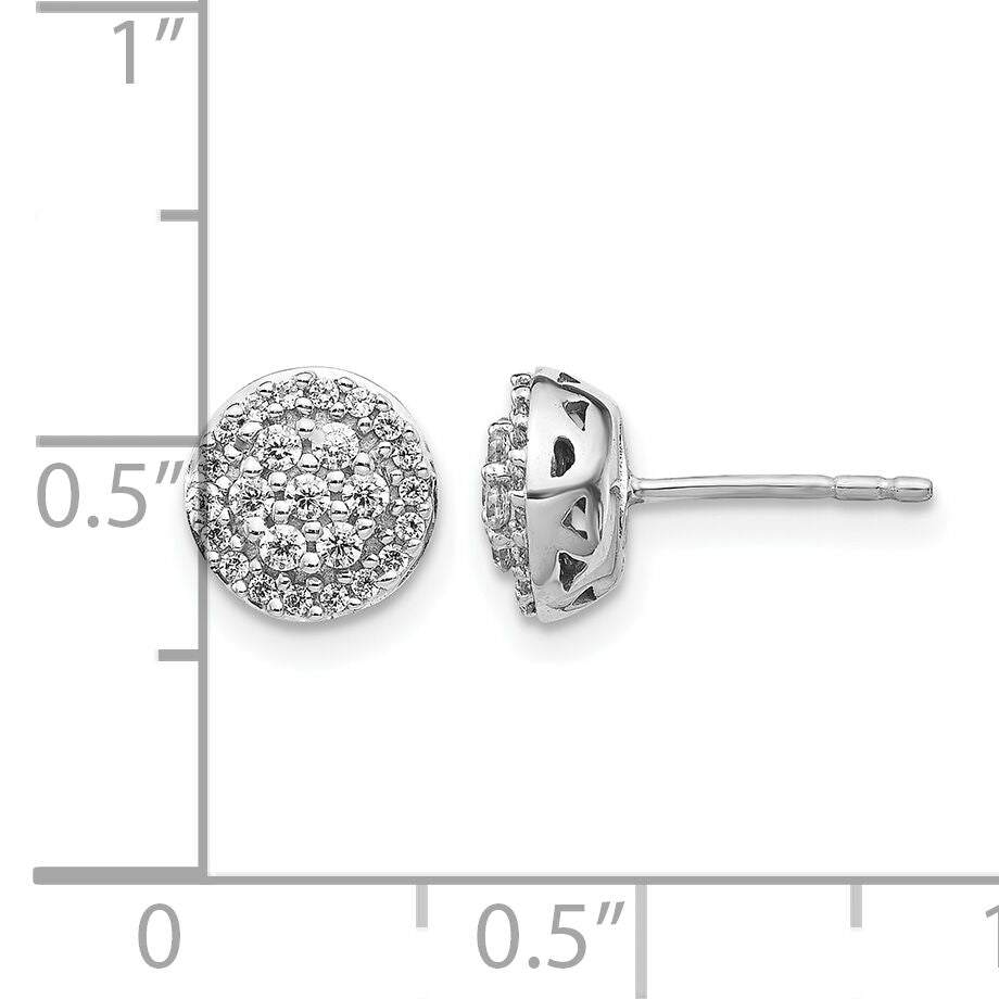14k White Gold Diamond Cluster Earrings-EM5450-033-WA